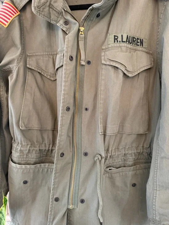 Ralph Lauren S Olive Green Military-Style Jacket with R.L. Patch - Picture 4 of 8